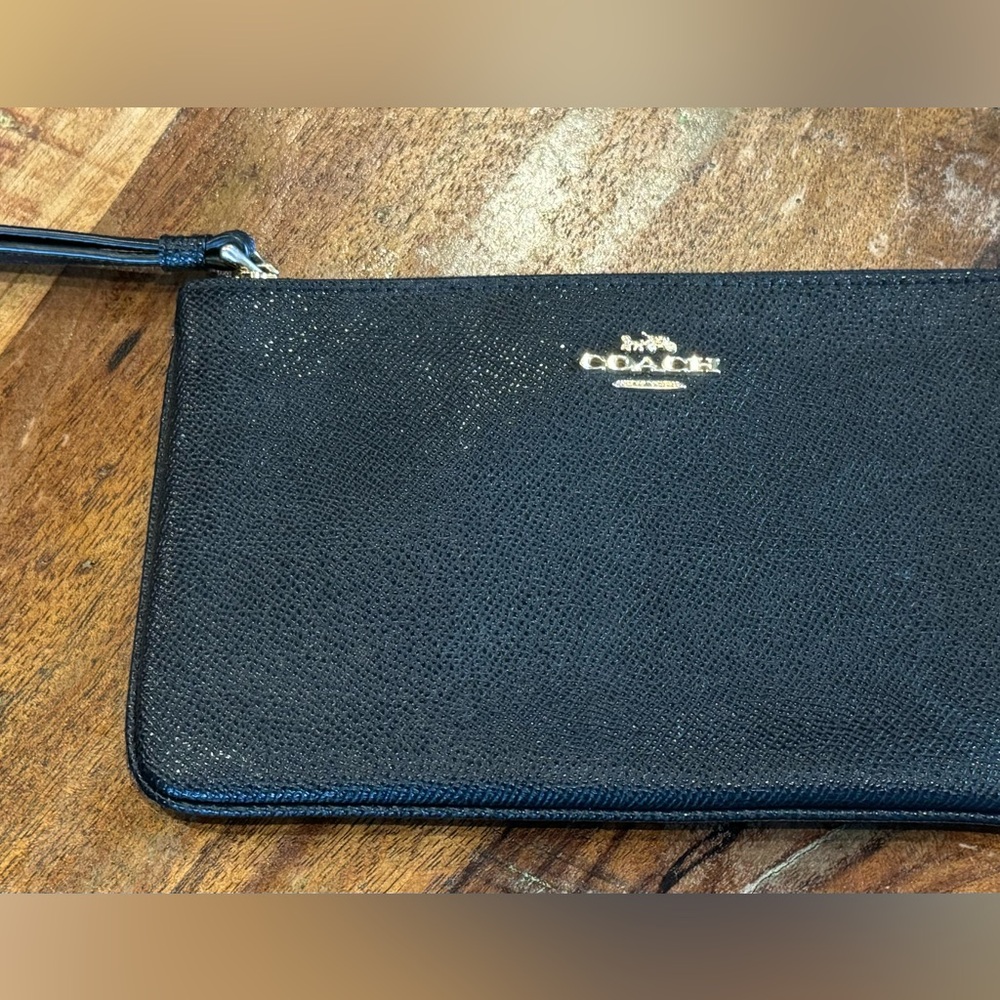 COACH Leather Small Corner Zip Wristlet Pouch Wallet